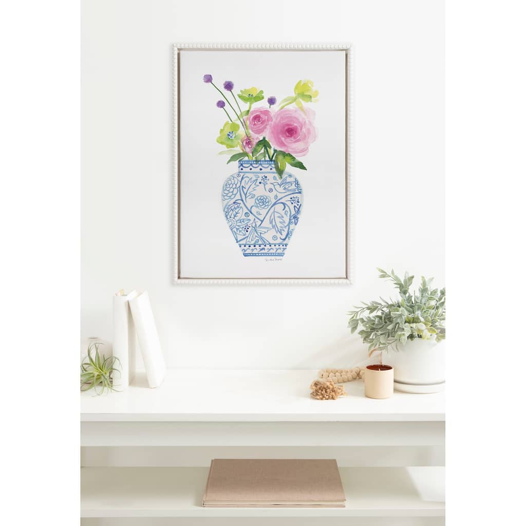 Kate and Laurel Sylvie Beaded Blooms Chinoiserie Canvas by Patricia Shaw