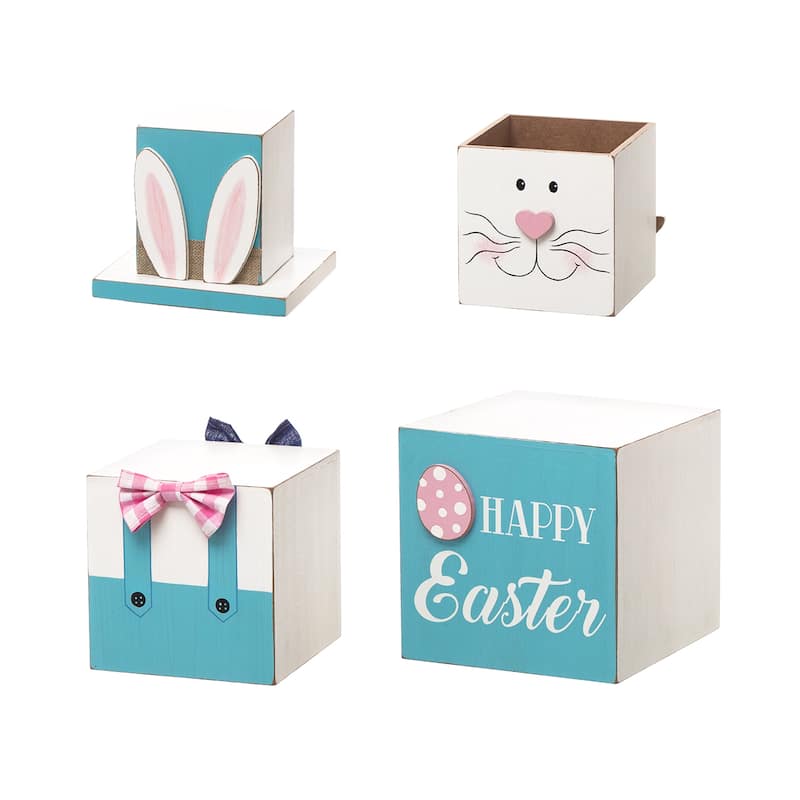 Glitzhome 24"H Easter/Patriotic Double Sided Stacked Wooden Porch Decor Bunny Uncle Sam July Fourth