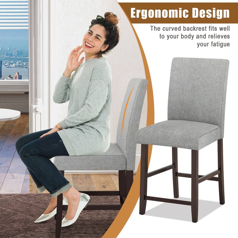 Gymax Set of 2 Bar Stools 24'' Counter Height Pub Kitchen Chairs w/
