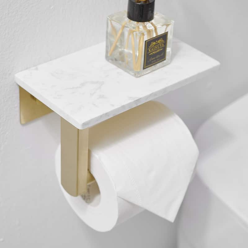 Toilet Paper Holder with Marble Shelf