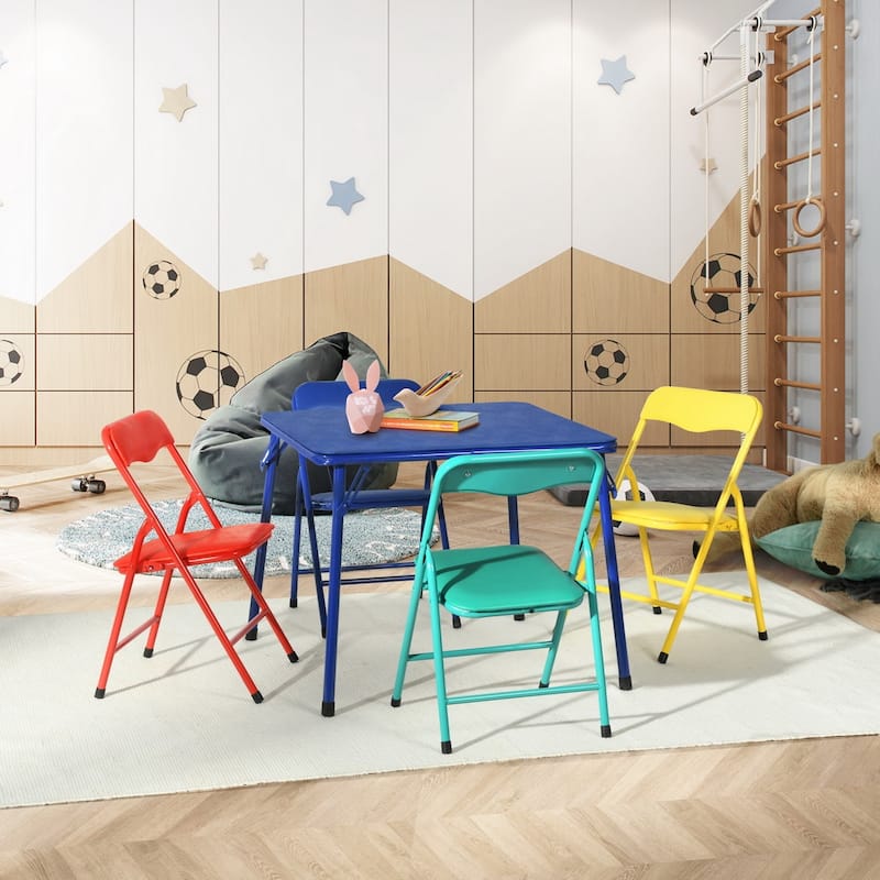 Homylin Kid's 5-piece foldable square table and chair set, Kid's activity table and chair set,suitable for Home classrooms - N/A