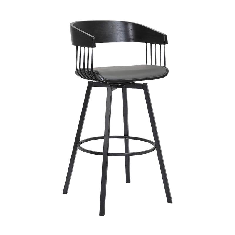 Modern Swivel Bucket Seat Bar Stool with Footrest and Armsrest Metal Frame for Kitchen Island