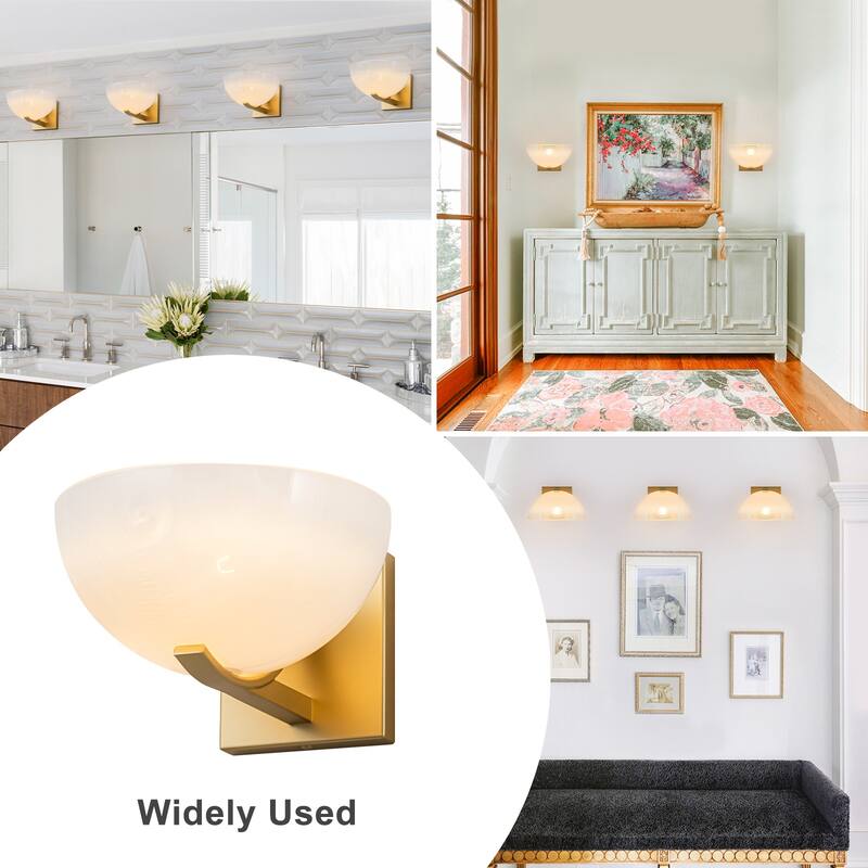 Modern Bowl-Shape Vanity Lights with Gradient White Glass Shades