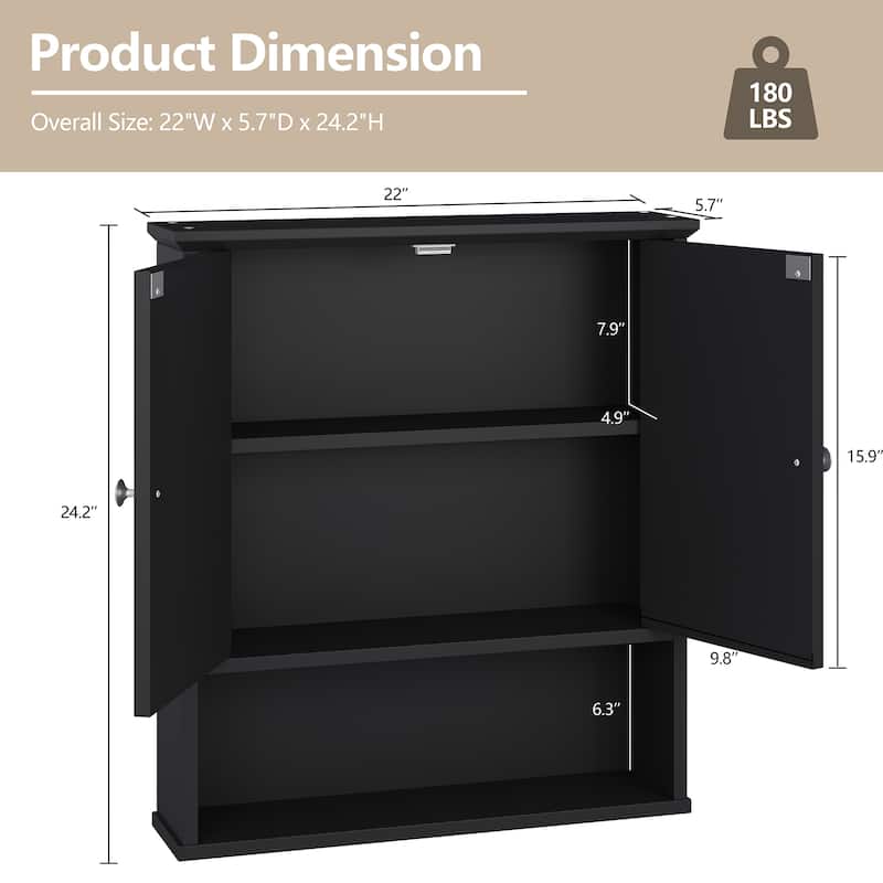 Futzca Bathroom Cabinet with Mirror, Wall Medicine Cabinet with Shelf