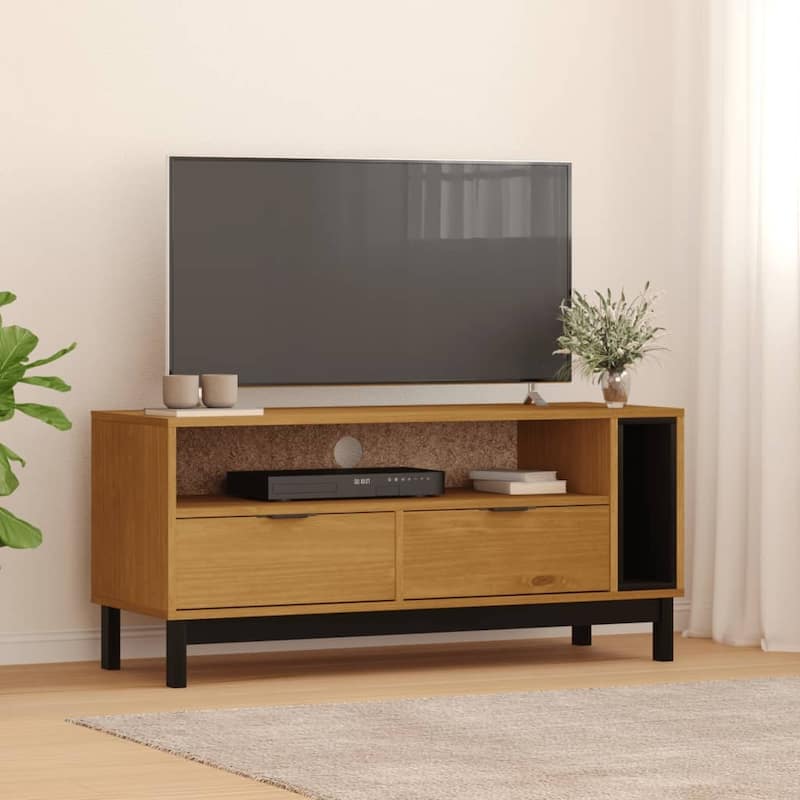 vidaXL TV Stand FLAM 43.3"x15.7"x19.7" Solid Wood Pine - 43.3" x 15.7" x 19.7"