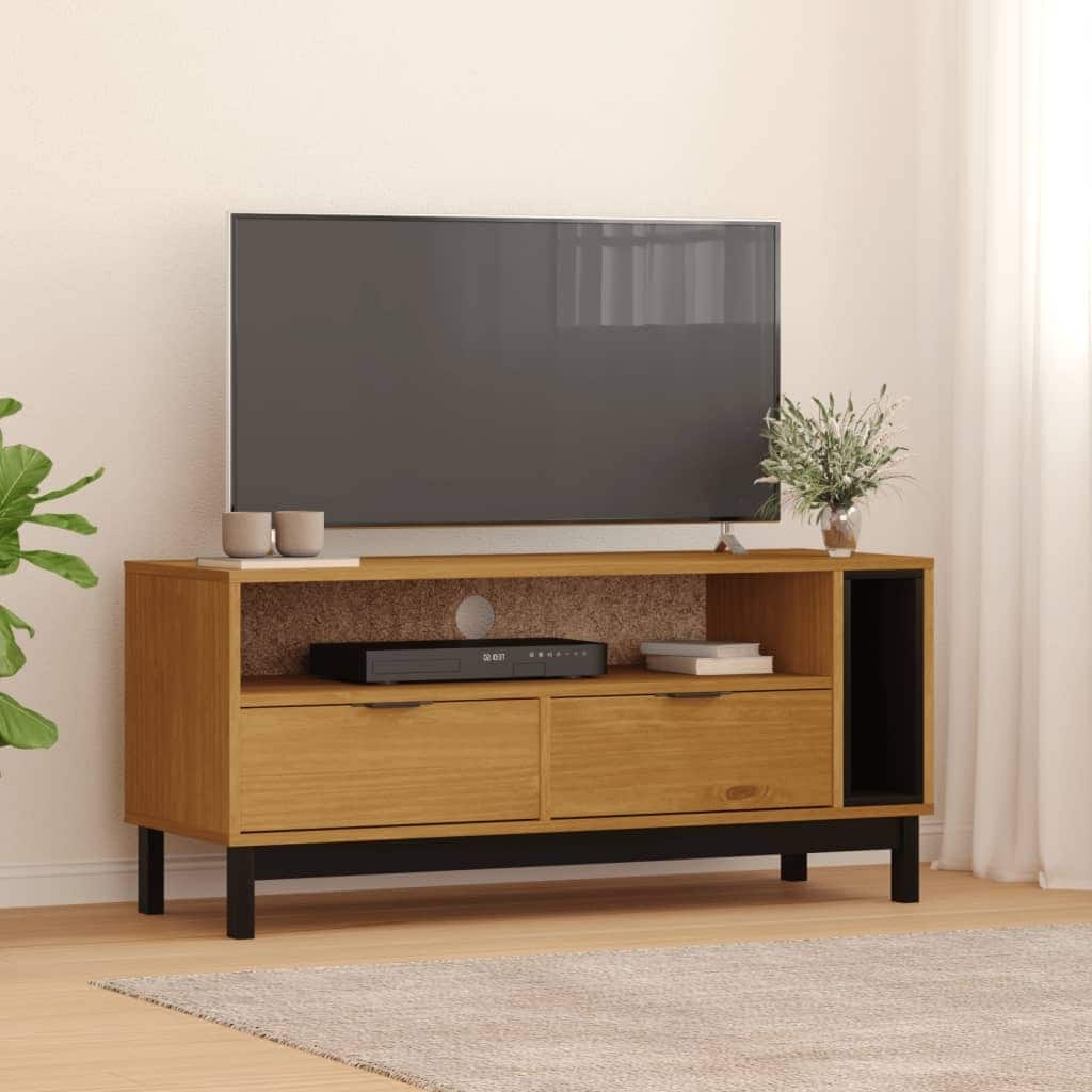 vidaXL TV Stand FLAM 43.3"x15.7"x19.7" Solid Wood Pine - 43.3" x 15.7" x 19.7"