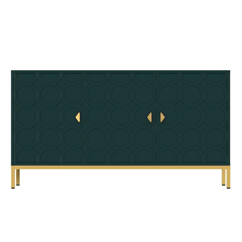 Clihome 3 Door Glossy Media Storage Sideboard Accent Cabinet