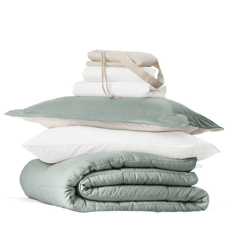 8pc Twin XL Solid Dorm Bedding Bundle