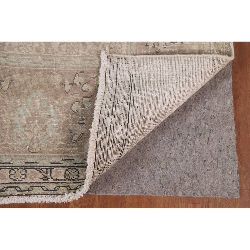 Hand Knotted Oriental 100% Wool Carpet Traditional Floral Beige & Ivories Tabriz Area Rug - 12' 7'' X 10' 2''