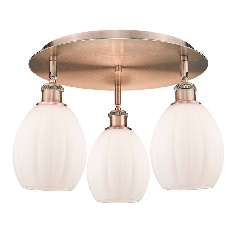 Innovations Lighting Eaton - 3 Light Flush Mount - Antique Copper/Matte White