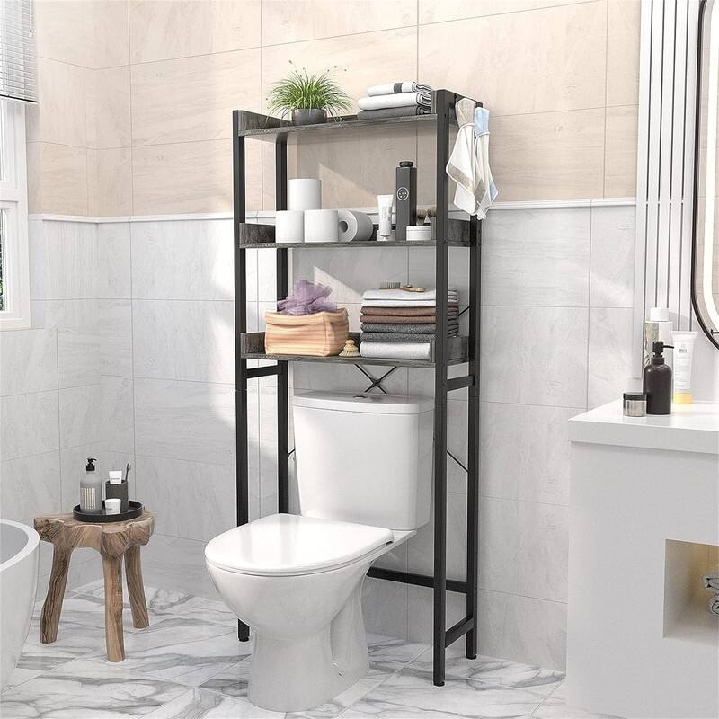 Over The Toilet Storage - 9.4"D x 24.8"W x 63.7"H - Grey Oak