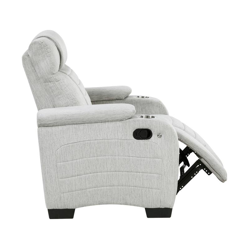 Coast 38.5" Microfiber Manual Recliner - Storage Arm, Cup Holder & LED