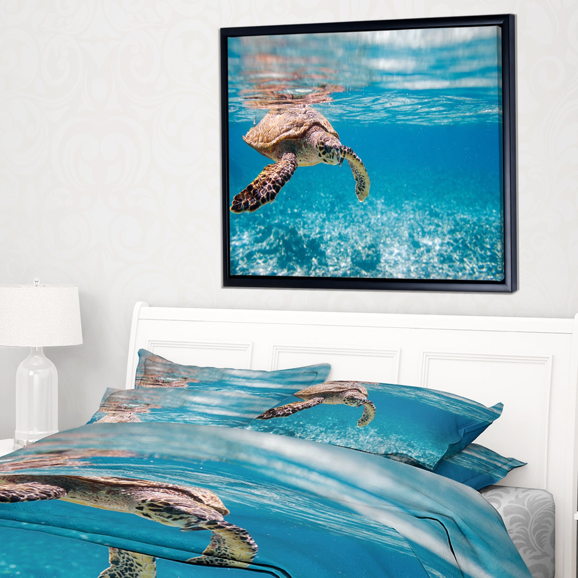 Shop Designart Large Hawksbill Sea Turtle Abstract Framed Canvas