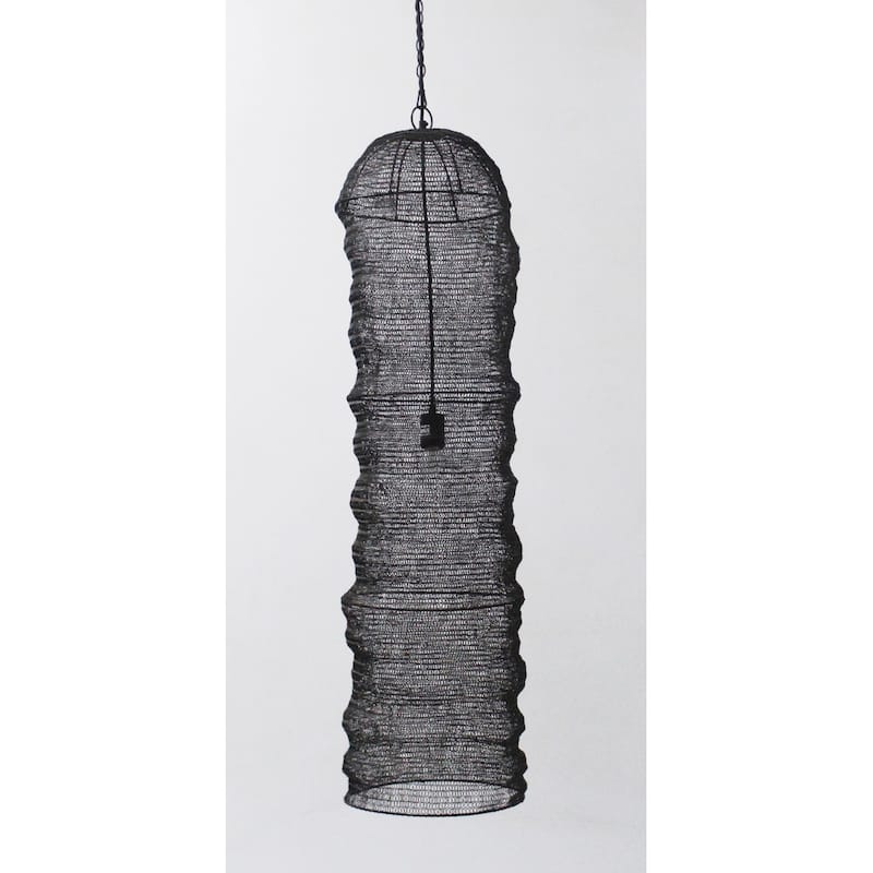 1-Light Satin Black Powder Coat Chain Basket Light