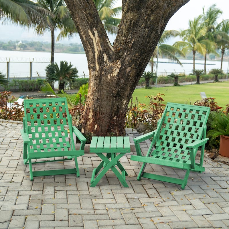 Aspen Fully Assembled All-Weather HDPE Outdoor Folding Lounge Chair with Removable Cushion