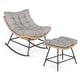 preview thumbnail 2 of 18, MAISON ARTS 2-Piece Outdoor Papasan Chairs, Oversized Rattan Lounge Scoop Chairs with Thick Padded Cushions and Steel Frame Rocking Chair with Footstool
