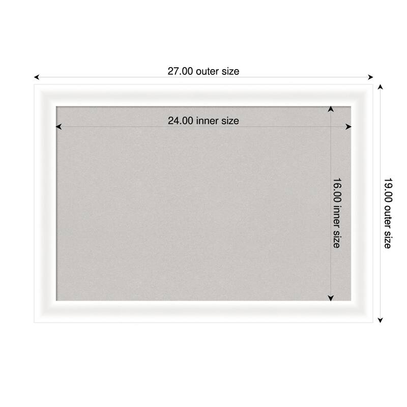 Oliver White Narrow Wood Framed Cork Board - Bulletin Board, Organization Board, Pin Board - Grey - 27 x 19 in