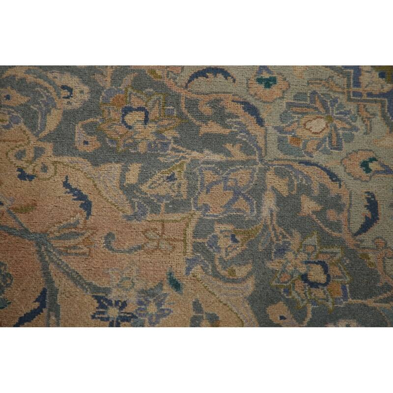 Hand Knotted Oriental 100% Wool Carpet Traditional Floral Peach Kashan Area Rug - 11' 11'' X 9' 7''