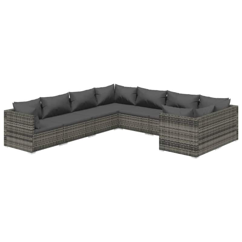 vidaXL Patio Lounge Set Outdoor Sectional Sofa Set Table Garden Poly Rattan - 27.6" x 27.6" x 23.8"