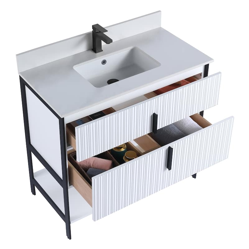 Fine Fixtures Serenity Modern Bathroom Vanity with White Stone Top