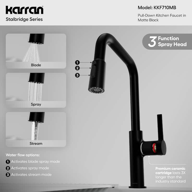 Karran Stalbridge Single Handle Pull-Down Sprayer Kitchen Faucet