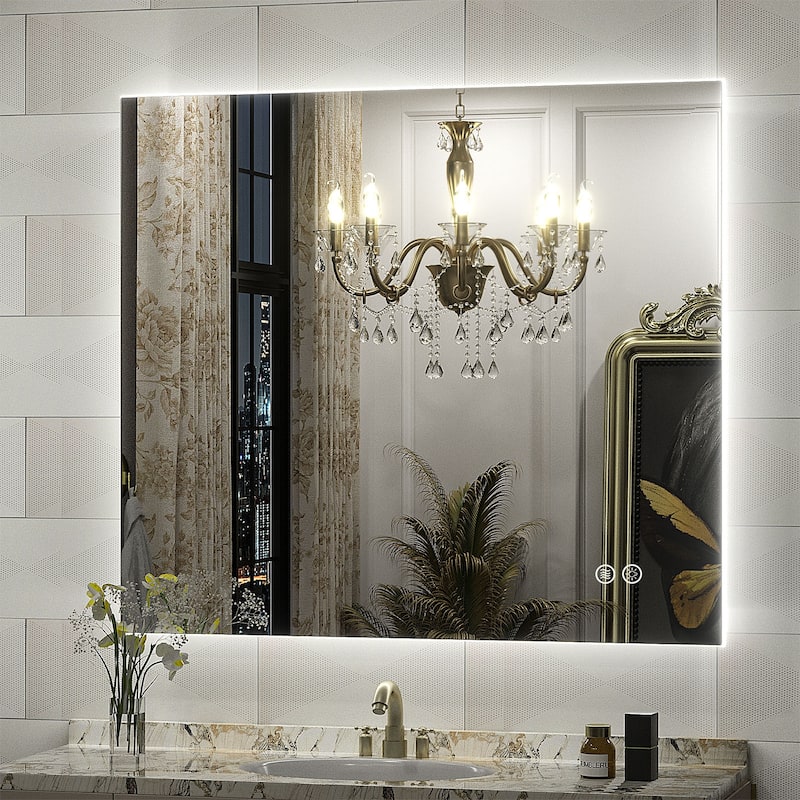Frameless LED Backlit Anti-Fog Bathroom Vanity Mirror - 40x36