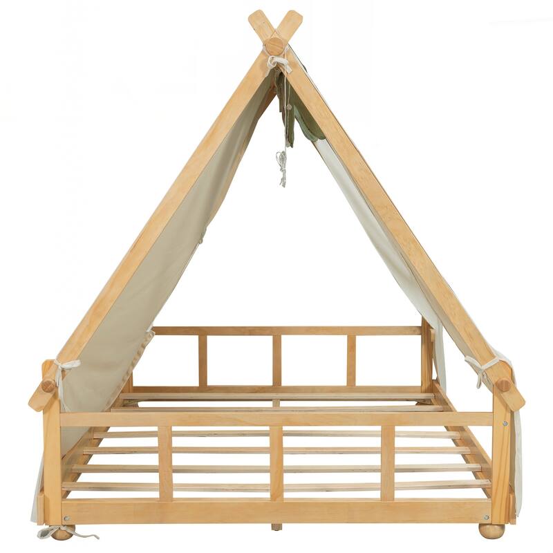 Full Size House Bed with Tent and Light