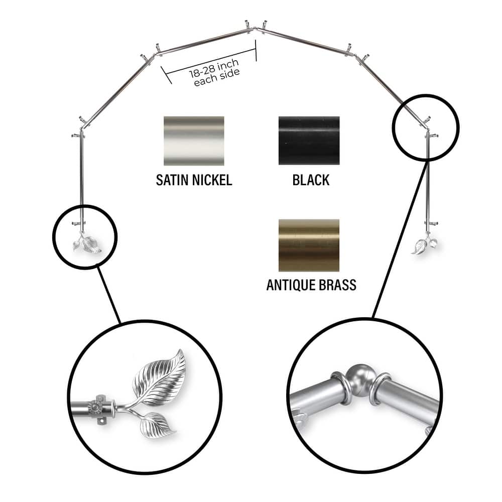 InStyleDesign 13/16" Vine 6-Sided Bay Window Curtain Rod (18-28 inch each side)