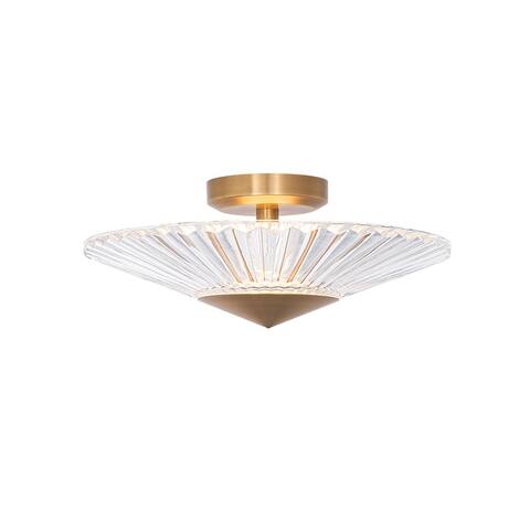 Origami 1-Light LED Semi-Flush Mount 3000-3500-4000K CCT with Heritage Crystal
