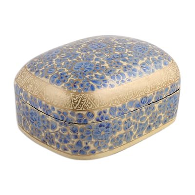 Novica Handmade Blue Garden Wood And Papier Mache Decorative Box