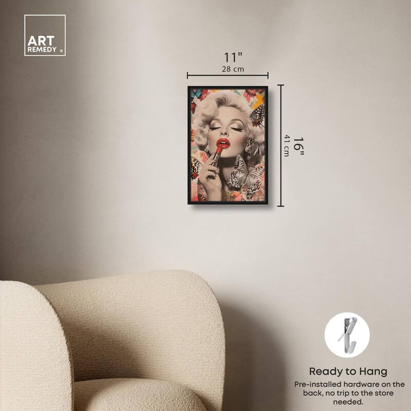 Iconic Lady Butterfly Collage Canvas by Art Remedy