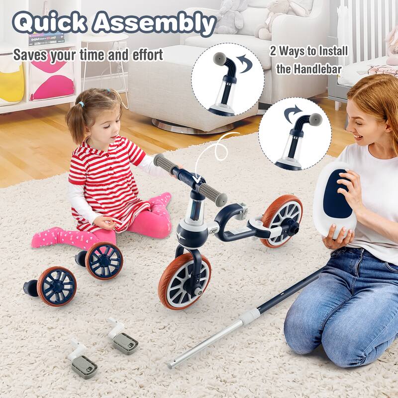 Costway 4 in 1 Kids Tricycles with Push Handle & Training Wheels Baby - See Details