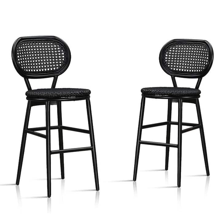 PURPLE LEAF Counter Height Bar Stools Set of 2 Patio Rattan Barstools Modern Aluminum Stools