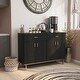 preview thumbnail 6 of 17, Furniture of America Mason Modern 2-drawer Buffet with Wine Rack Black/Chrome