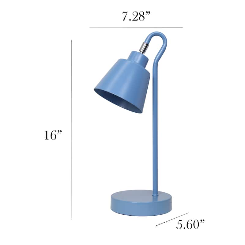 Metal Desk Lamp with Looped Arm and Adjustable Cone Shade