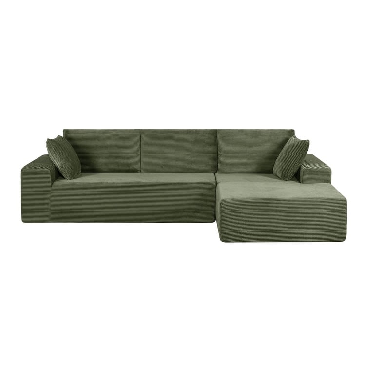 2 Piece Convertible Corduroy L Shaped Sectional Couches for Living Room or Home Office, No Assembly