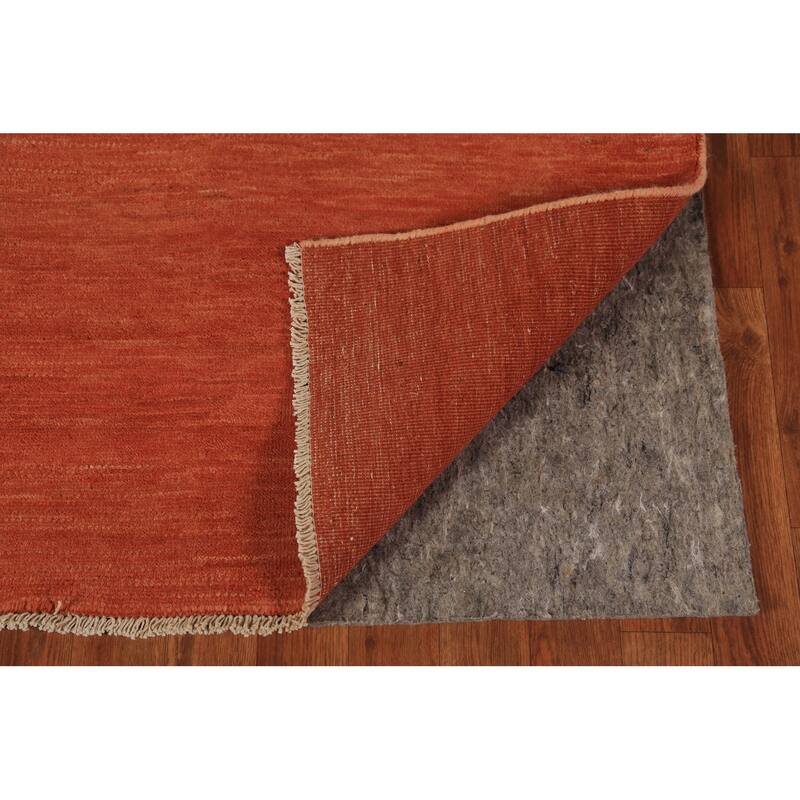 Striped Orange Gabbeh Modern Rug Handmade Wool Carpet - 4'9" x 6'6"
