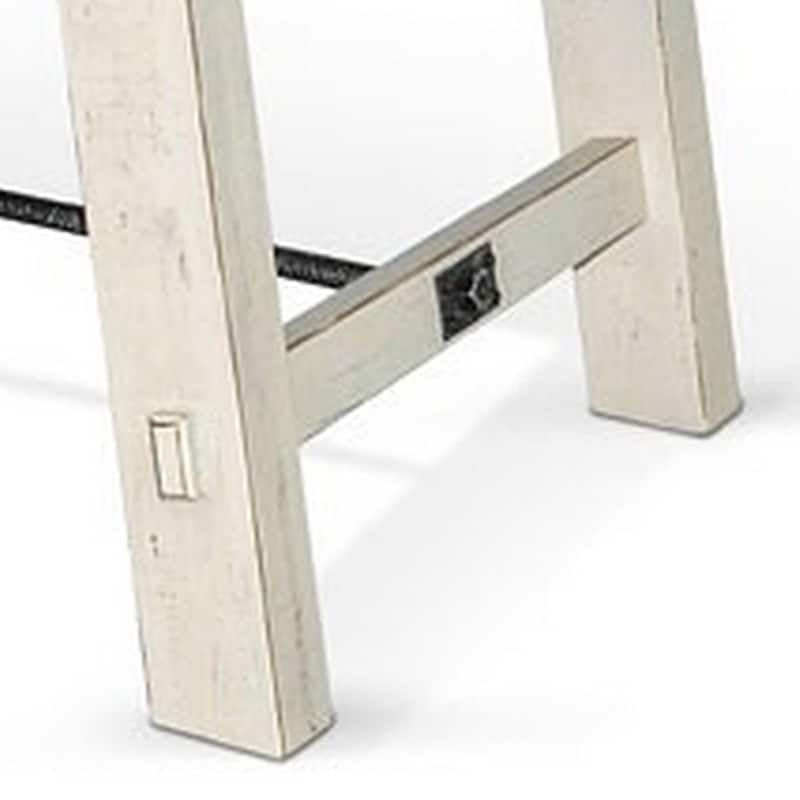 Rena Dining Table with Turnbuckles, 74 Inch Off-White Mahogany Wood
