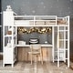 preview thumbnail 1 of 5, Metal Loft Bed with Wardrobe and L-shaped Desk, Full Size Loft Bed with Storage Cubes, Heavy Duty for Kids Teens Adults