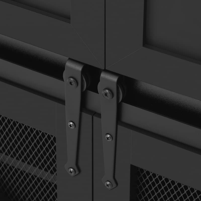 Sliding Barn Door Sideboard Buffet Cabinet with 3 Drawers, Adjustable Shelves