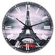 preview thumbnail 2 of 8, Designart 'Eiffel and Old Red Car' Landscape Oversized Wall CLock 16 in. wide x 16 in. high