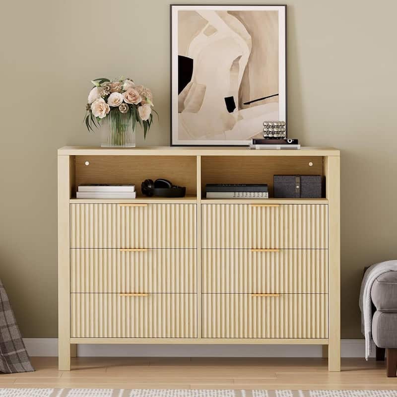 Wooden 6 Drawers Dressers, Storage Cabinet for Bedroom, Living Room