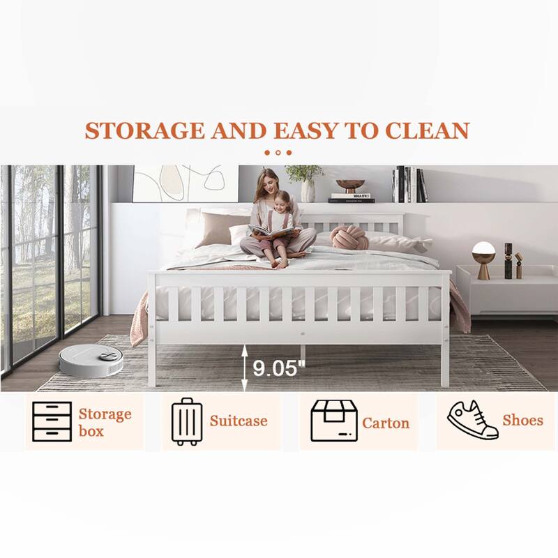 Twin Wooden Platform Bed with Corner