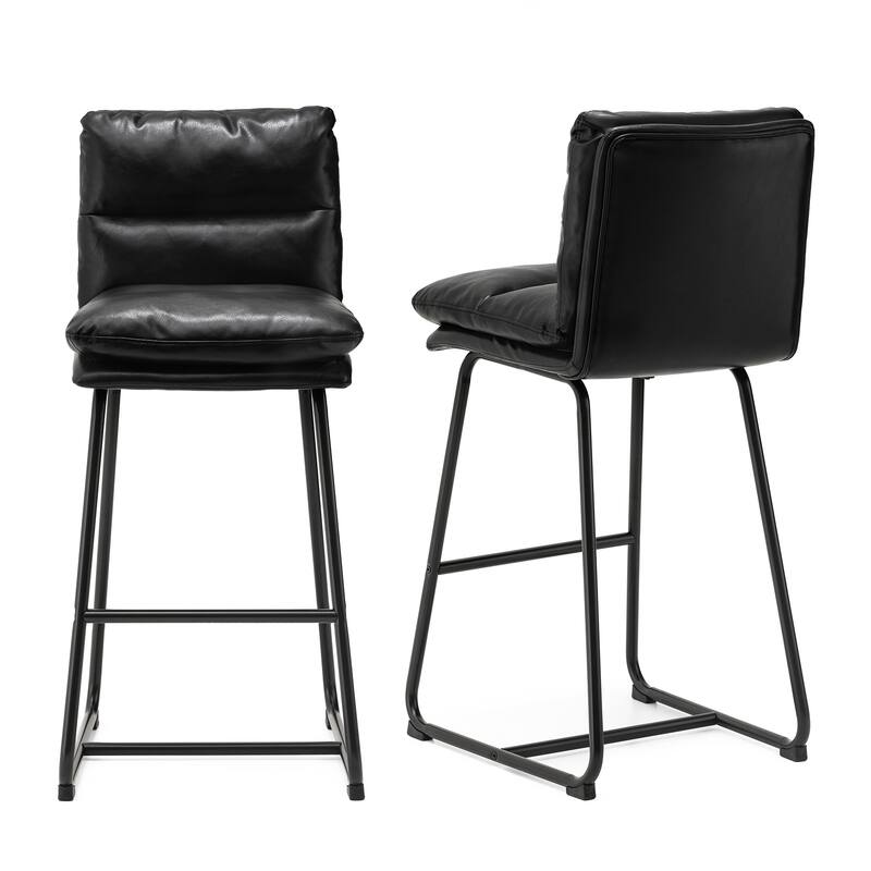 Glitzhome 3-Piece Bar Height Dining Table Set Round Pub Table & Faux Leather Bar Stools