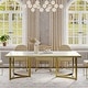 preview thumbnail 33 of 58, Modern Marble Dining Table with White Rectangular Tabletop Gold Stainless Legs, Dining Room Table