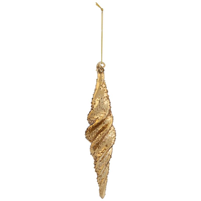 8.25" Shiny Gold Textured Finial Christmas Ornament