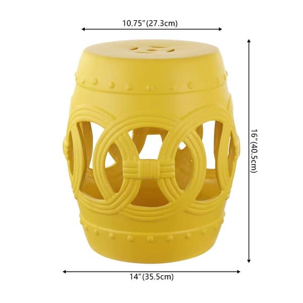 dimension image slide 12 of 15, Lucky Coins 16" Chinese Ceramic Drum Garden Stool