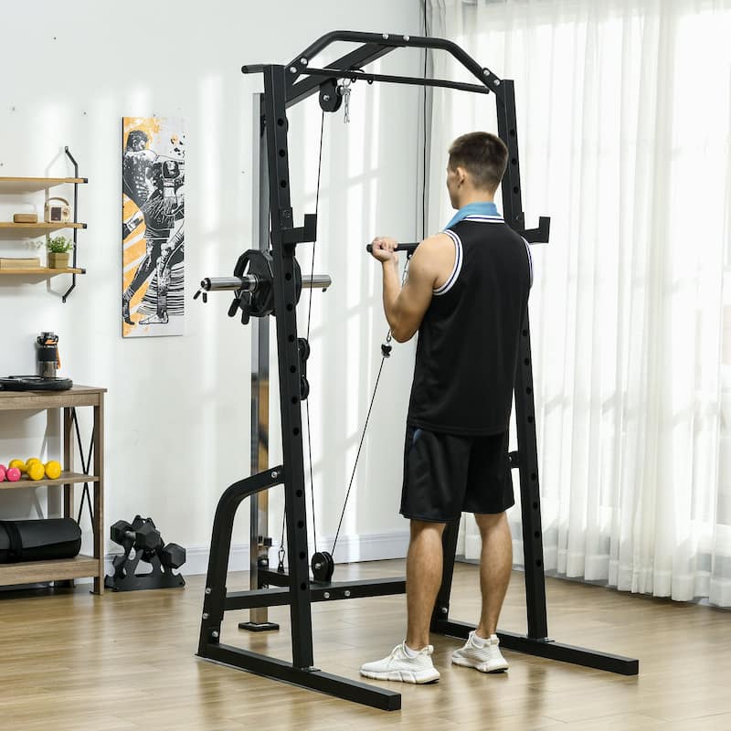 Soozier Power Cage, MultiFunctional Power Rack with Cable Pulley