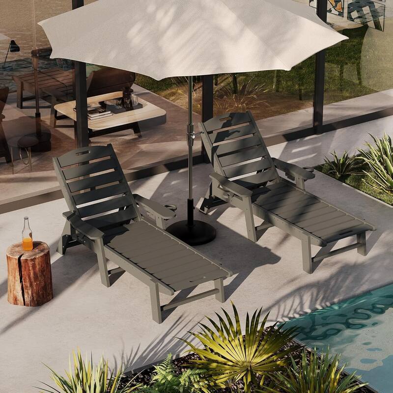 HDPE 5-Position Patio Lounge Chair for Outside Pool Edges, or Gardens