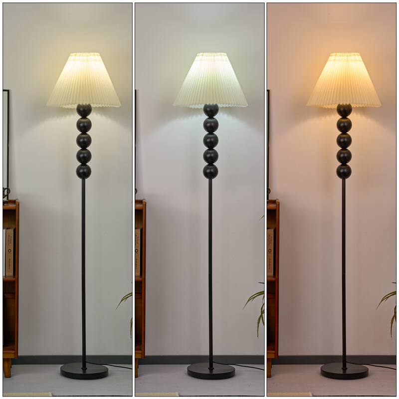5 Bead Floor Lamp with Pleated Shade - 65 inch